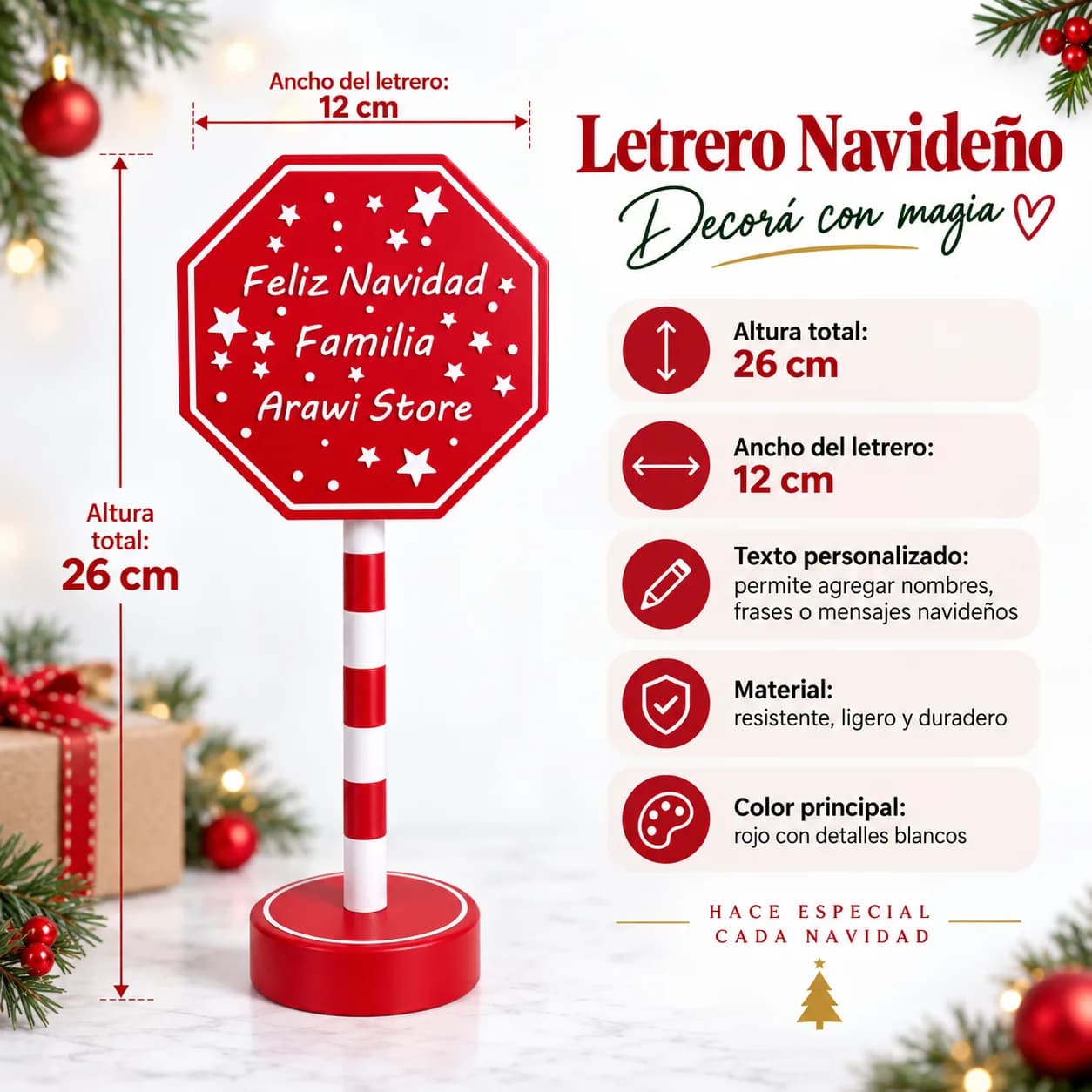 Letrero Navideño Personalizado de Mesa – Decoración