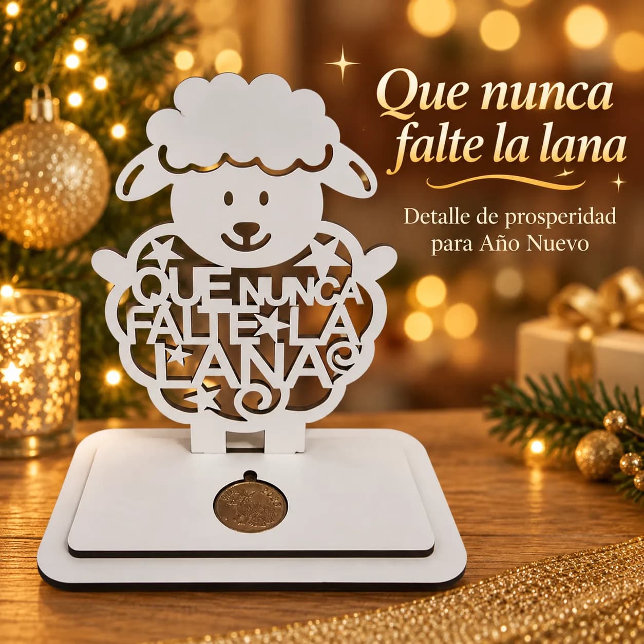 Ovejita de la Abundancia para Año Nuevo – Porta Moneda MDF