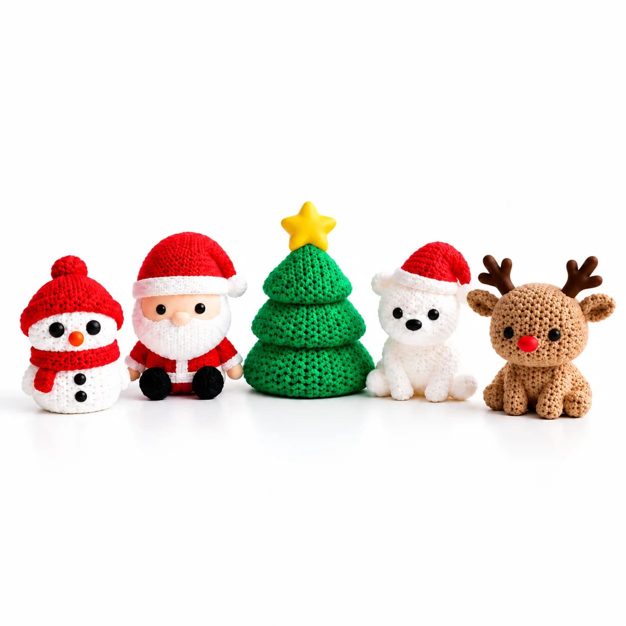 Set navideño 3D estilo crochet – 5 figuras