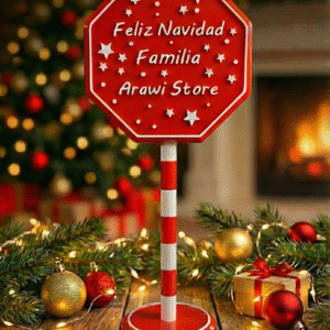 Adorno Navideño Señal Decorativa con Texto Personalizado (26×12 cm)