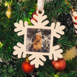 Adorno Navideño Copo de Nieve Personalizable (Foto 50×50 mm) – Varios Colores
