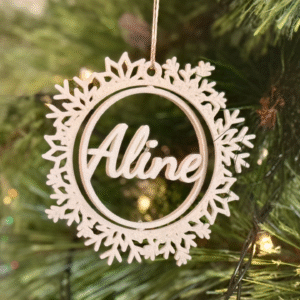 Adorno Navideño Copo de Nieve con Nombre Personalizado Giratorio (11×11 cm)